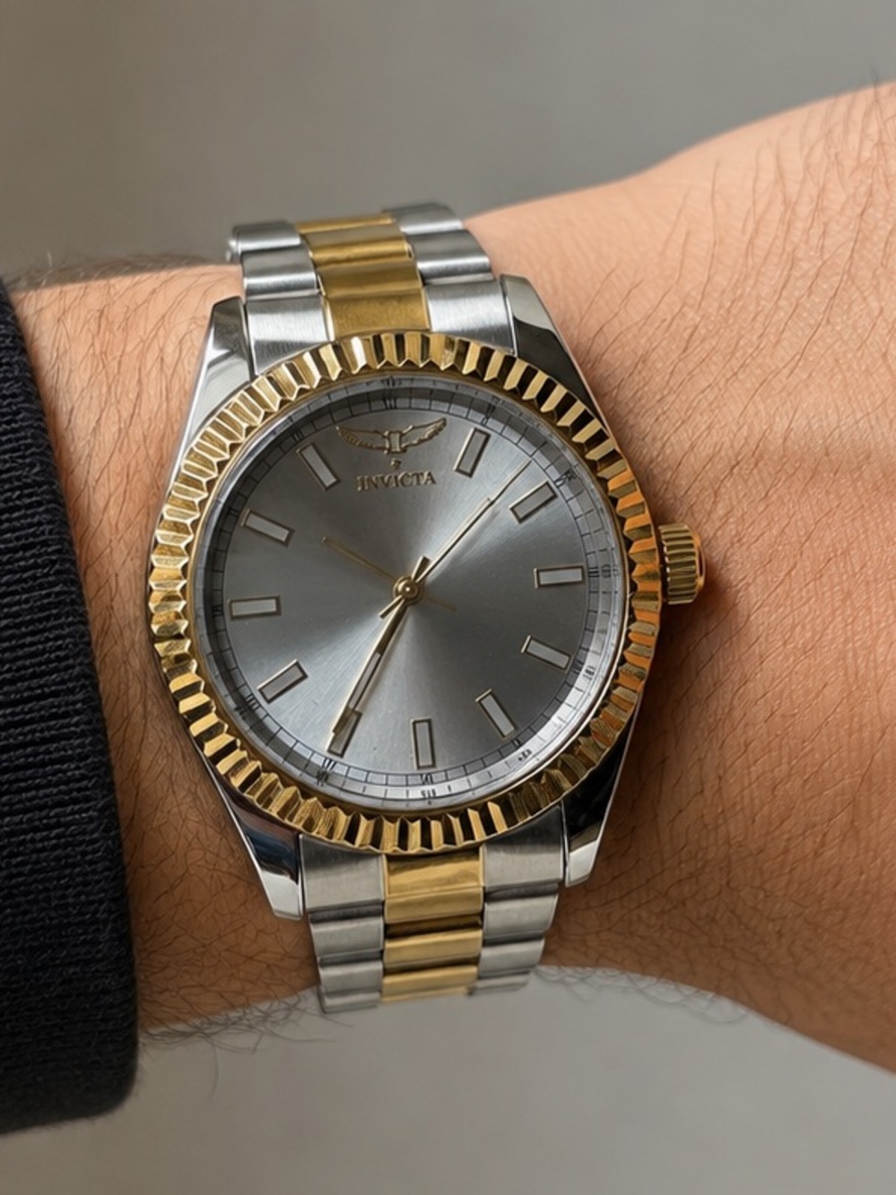 Invicta Two-Tone Silver and Gold Men's Bracelet Watch with Silver Dial